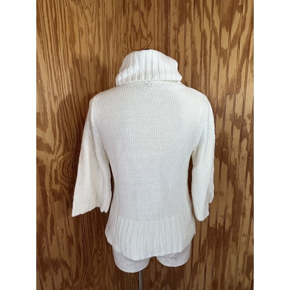 Sundance Womens Thick High Turtleneck White Knit 3/4 Sleeves Sweater Size S‎ - Picture 7 of 9